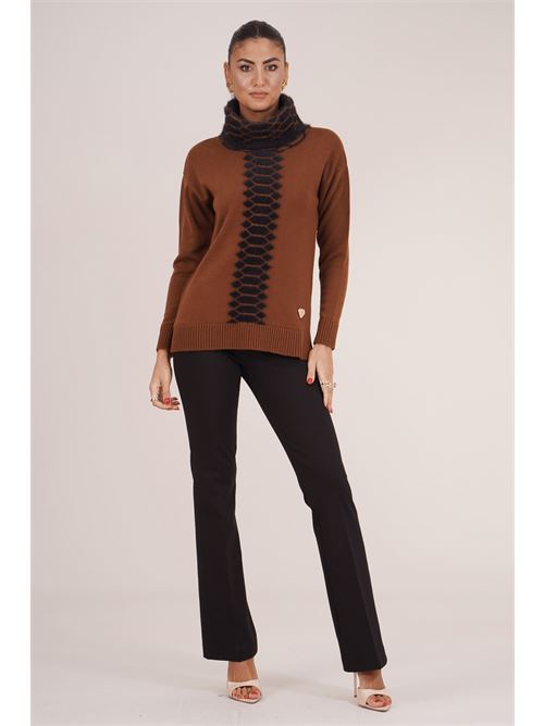 Maglia in misto lana Love To Love by Gai Mattiolo | LT705BISCOTTO/NERO